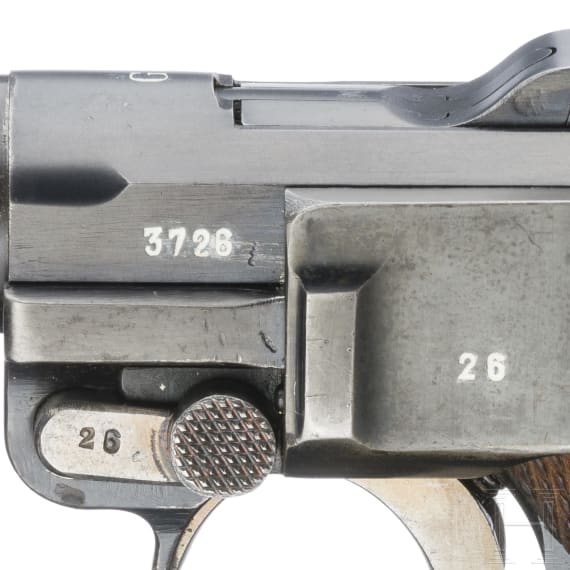 A Luger pistol by Mauser, code "G - S/42", with holster; Kriegsmarine