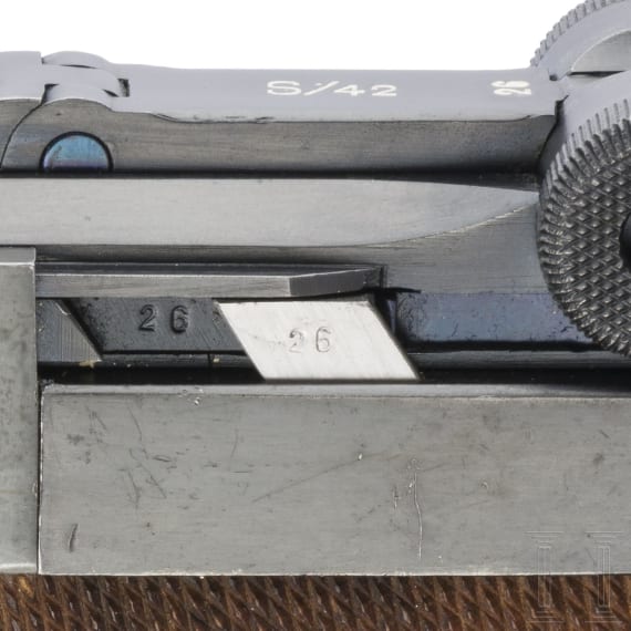 A Luger pistol by Mauser, code "G - S/42", with holster; Kriegsmarine
