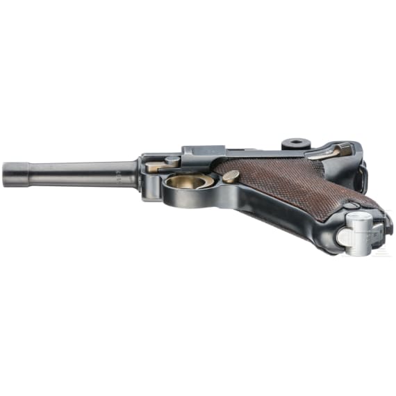 Pistole 08, Mauser, Code "1936 - S/42", zwei Magazine, Koffertasche