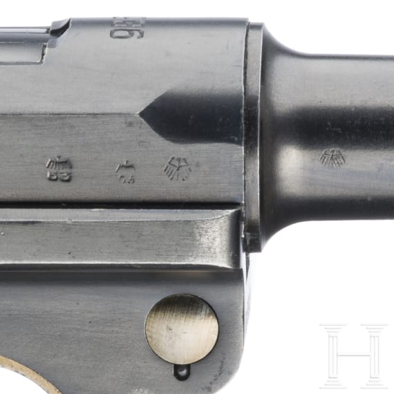Pistole 08, Mauser, Code "1936 - S/42", zwei Magazine, Koffertasche
