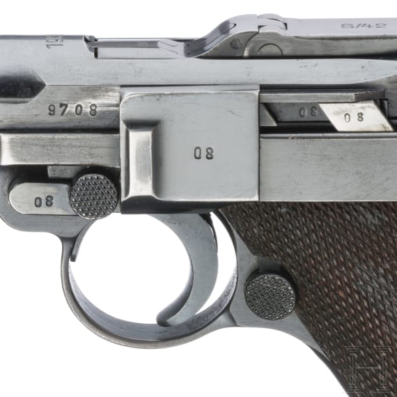 Pistole 08, Mauser, Code "1936 - S/42", mit Koffertasche, Kriegsmarine
