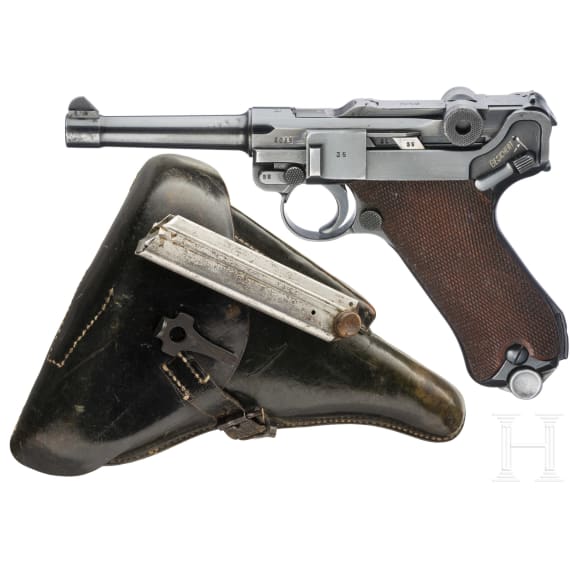 A Luger pistol by Mauser, code "1937 - S/42", with holster