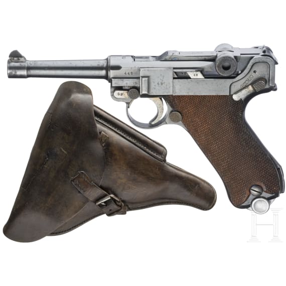 Pistole 08, Mauser, Code "1937 - S/42", mit Tasche, Kriegsmarine