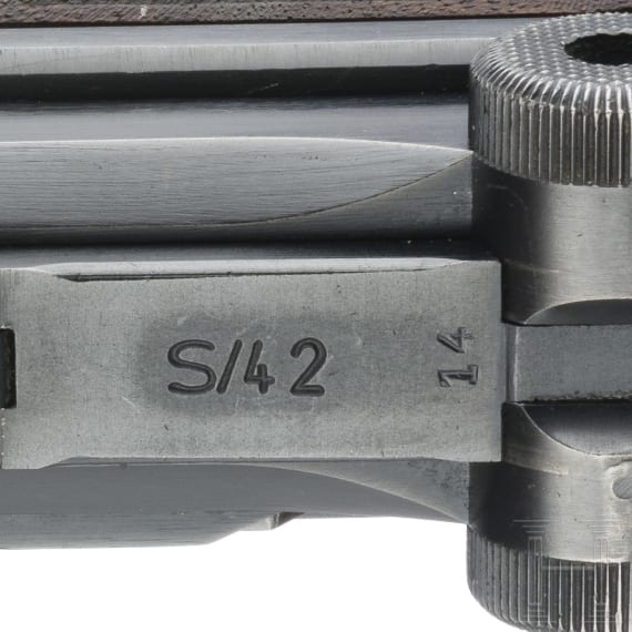 Pistole 08, Mauser, Code "1938 - S/42", mit Koffertasche, Marine