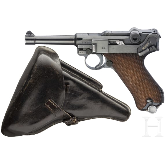 A Luger pistol by Mauser, code "1938 - S/42", with holster; Kriegsmarine