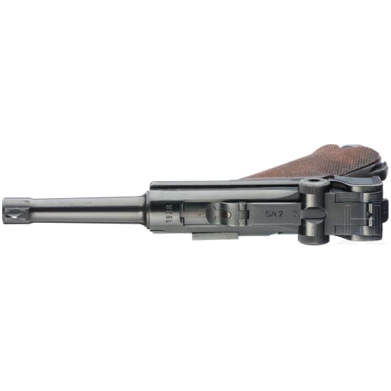 A Luger pistol by Mauser, code "1938 - S/42", with holster; Kriegsmarine