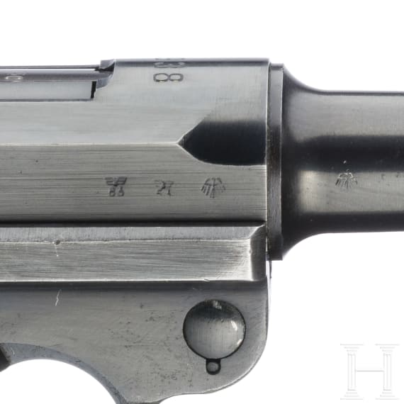 A Luger pistol by Mauser, code "1938 - S/42", with holster; Kriegsmarine