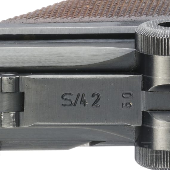 A Luger pistol by Mauser, code "1938 - S/42", with holster; Kriegsmarine