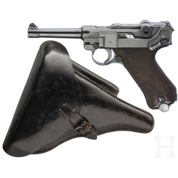 A Luger pistol by Mauser, code "1939 - 42", with holster