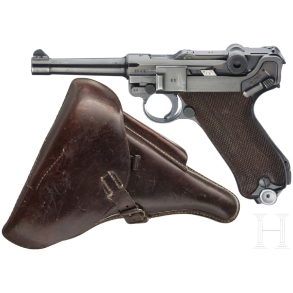 A Luger pistol by Mauser, code "1940 - 42", with holster, Kriegsmarine