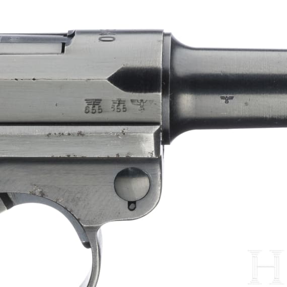 A Luger pistol by Mauser, code "1940 - 42", with holster, Kriegsmarine