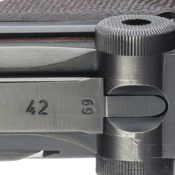 A Luger pistol by Mauser, code "1940 - 42", with holster, Kriegsmarine