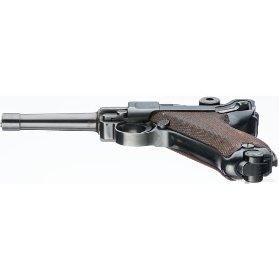 A "K&uuml;" marked Luger pistol by Mauser, code "41 - byf", 2 matching mags, holster; Luftwaffe