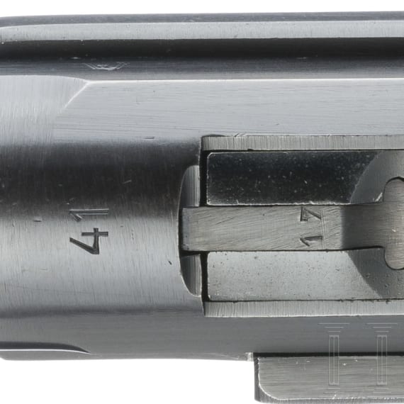 A "K&uuml;" marked Luger pistol by Mauser, code "41 - byf", 2 matching mags, holster; Luftwaffe