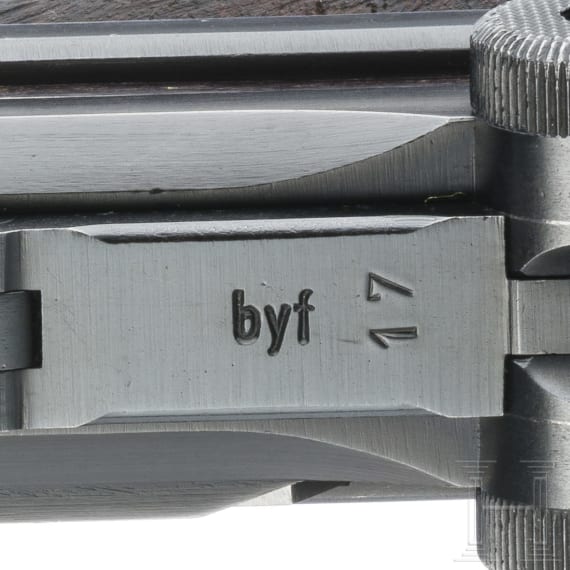 A "K&uuml;" marked Luger pistol by Mauser, code "41 - byf", 2 matching mags, holster; Luftwaffe