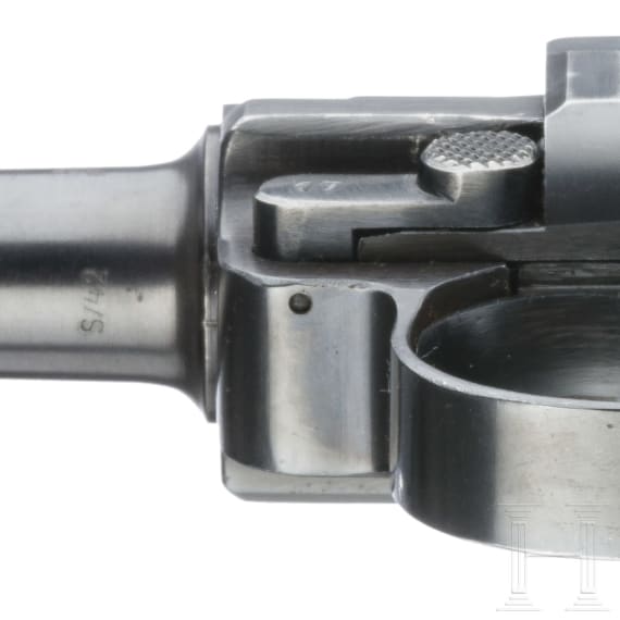 A "K&uuml;" marked Luger pistol by Mauser, code "41 - byf", 2 matching mags, holster; Luftwaffe