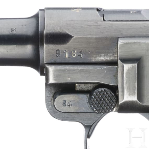 Pistole 08, Mauser, Code "42 - byf" mit SS/Totenkopf und Koffertasche