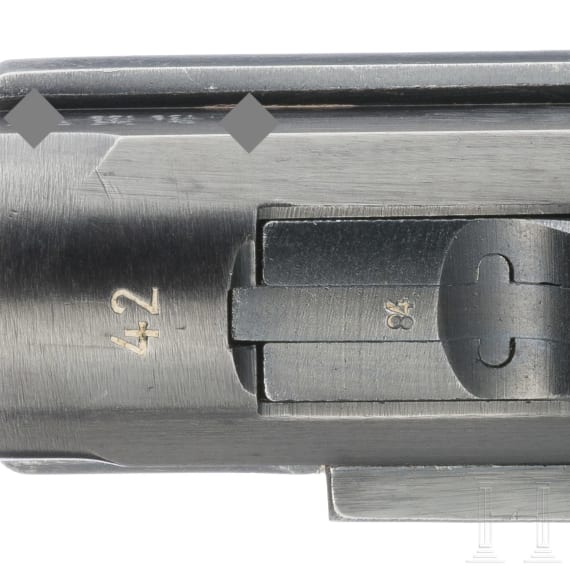 Pistole 08, Mauser, Code "42 - byf" mit SS/Totenkopf und Koffertasche