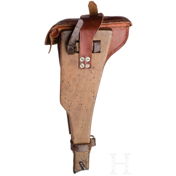 An Artillery Luger by Mauser, 1936, with shoulder stock and holster, Lithuanian contract