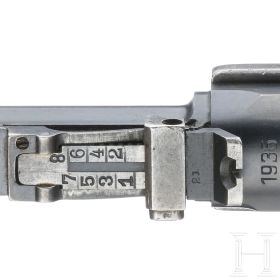 An Artillery Luger by Mauser, 1936, with shoulder stock and holster, Lithuanian contract
