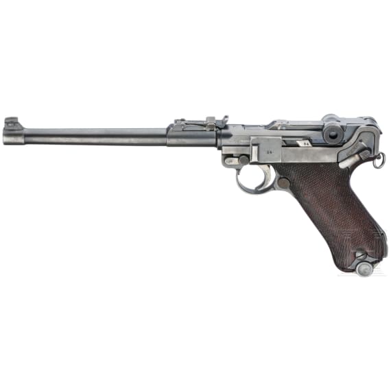 An Artillery Luger by Mauser, 1936, with shoulder stock and holster, Lithuanian contract