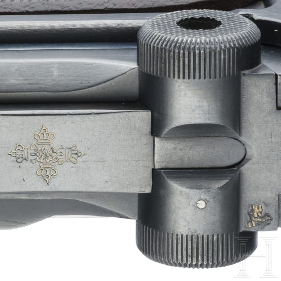 A Luger pistol Mod. 1906 by Vickers Ltd., Commercial, Dutch trial gun in wooden case