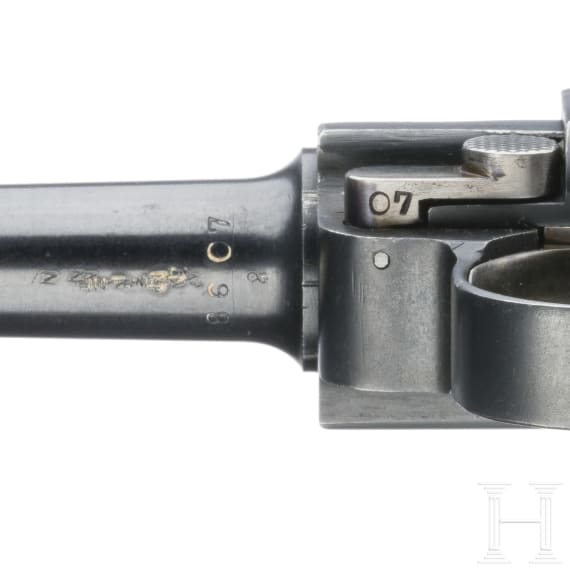 A Luger pistol Mod. 1906 by Vickers Ltd., Commercial, Dutch trial gun in wooden case