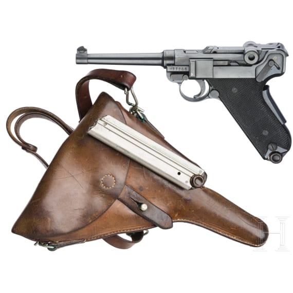 A Luger pistol Mod. 06/29 by W + F, with holster, Swiss ordnance