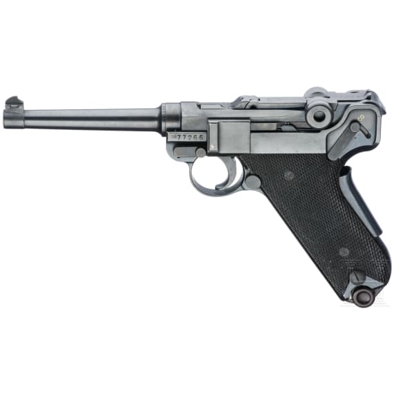 A Luger pistol Mod. 06/29 by W + F, with holster, Swiss ordnance
