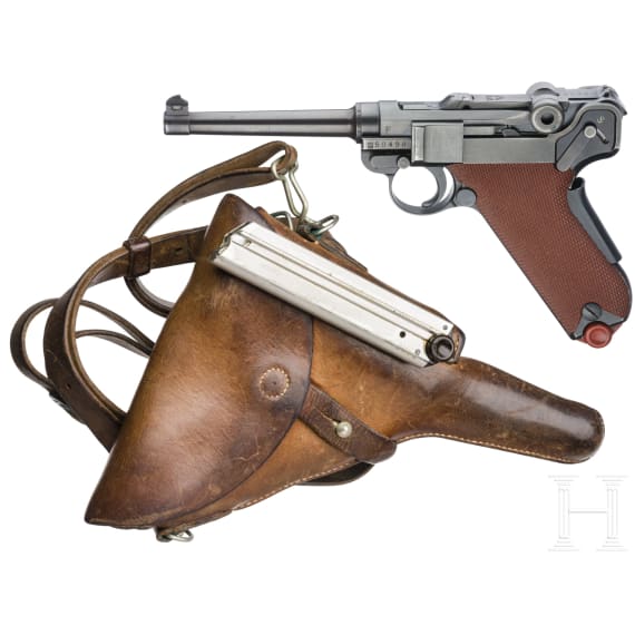 A Luger pistol Mod. 06/29 by W + F, with holster, Swiss ordnance