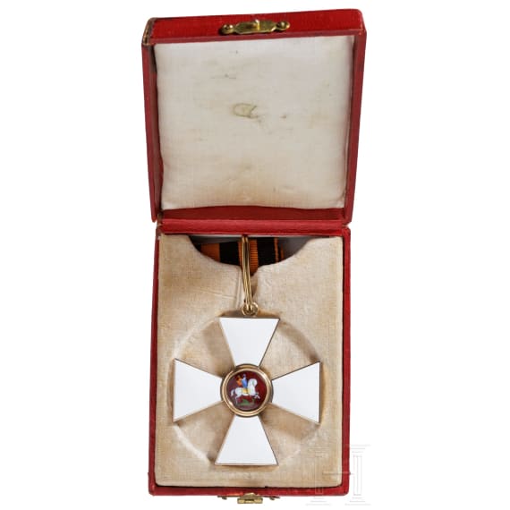 St.-Georgs-Orden - Kreuz 2. Klasse, komplett mit Bandabschnitt und Etui