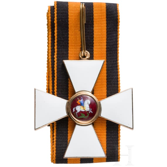 St.-Georgs-Orden - Kreuz 2. Klasse, komplett mit Bandabschnitt und Etui