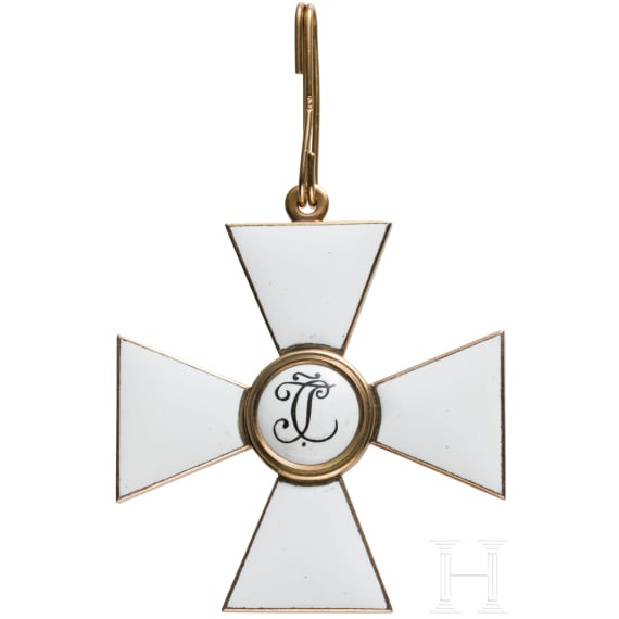 St.-Georgs-Orden - Kreuz 2. Klasse, komplett mit Bandabschnitt und Etui