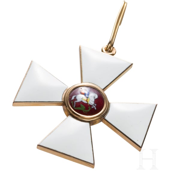 St.-Georgs-Orden - Kreuz 2. Klasse, komplett mit Bandabschnitt und Etui