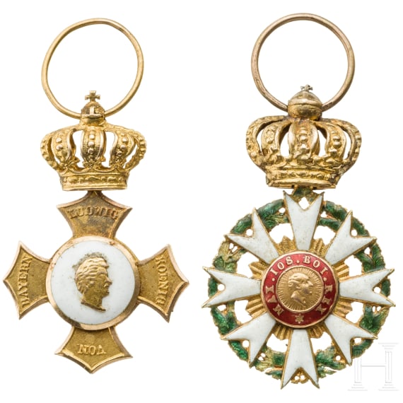 Carl Askan Verri della Bosia (1790 - 1878) - zwei bayerische Ordensminiaturen und zwei Urkunden