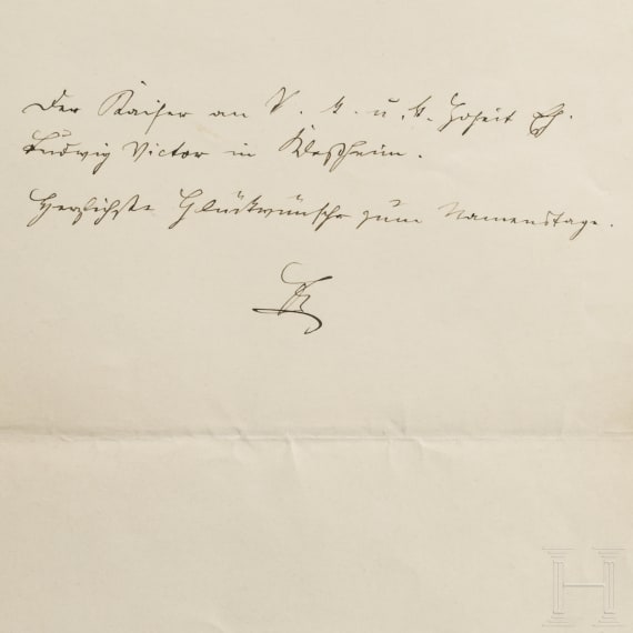 Kaiser Franz Joseph I. von &Ouml;sterreich - eigenh&auml;ndige und paraphierte Telegramm-Order vom 25. August 1909