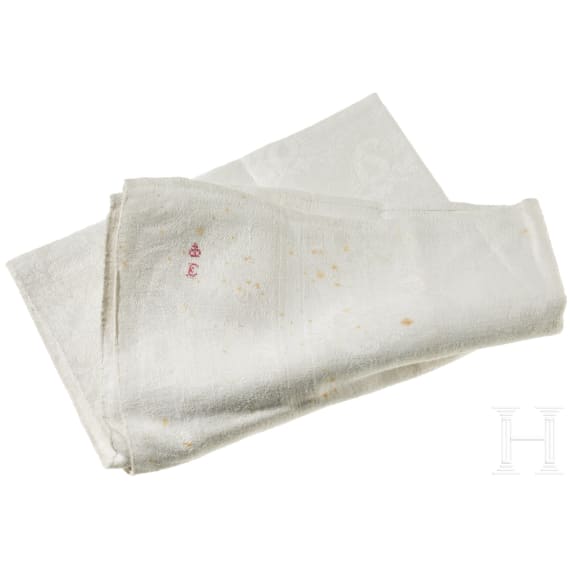 Kaiserin Elisabeth von &Ouml;sterreich - Damastleinen-Serviette mit Floraldekor, um 1870/80