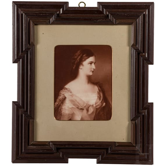 Kaiserin Elisabeth von &Ouml;sterreich - gro&szlig;formatige Portraitaufnahme der jugendlichen Kaiserin nach dem Franz-Schrotzberg-Gem&auml;lde, um 1860