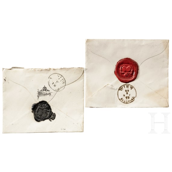 Kaiserin Elisabeth von &Ouml;sterreich - zwei eigenh&auml;ndig adressierte und gesiegelte Kuverts an den Kaiser aus Ischl, um 1870/80
