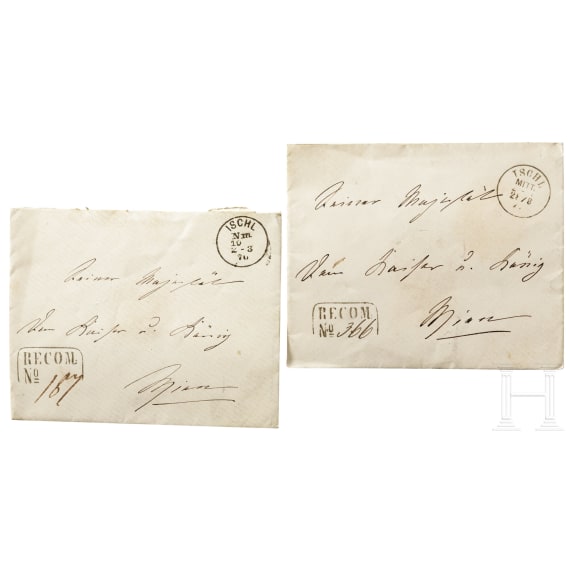 Kaiserin Elisabeth von &Ouml;sterreich - zwei eigenh&auml;ndig adressierte und gesiegelte Kuverts an den Kaiser aus Ischl, um 1870/80
