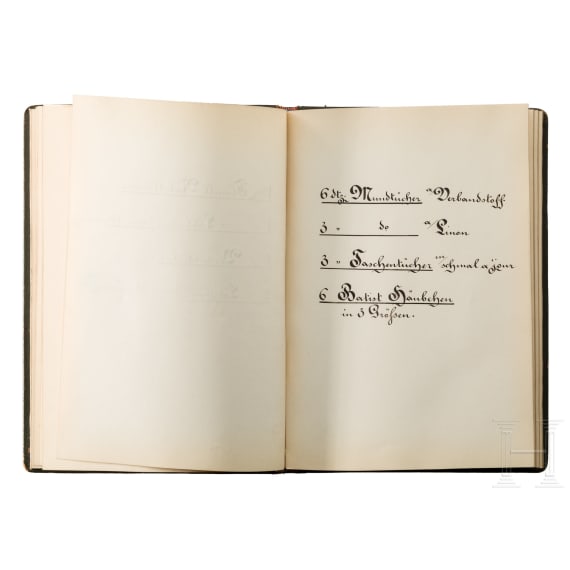 Kaiserin Elisabeth von &Ouml;sterreich - "W&auml;sche Verzeichnis" zur Geburt ihres Sohnes Erzherzog Rudolf, 1858