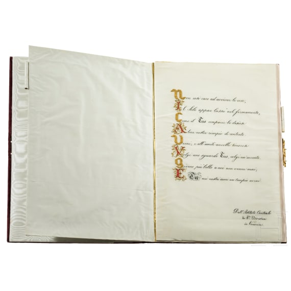Kaiserin Elisabeth von &Ouml;sterreich - prunkvolle Geschenk-Schreibmappe des "Istituto Centrale di Santa Dorotea in Venezia", vermutlich 1861/62