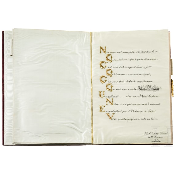 Kaiserin Elisabeth von &Ouml;sterreich - prunkvolle Geschenk-Schreibmappe des "Istituto Centrale di Santa Dorotea in Venezia", vermutlich 1861/62