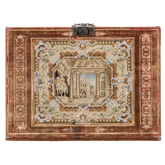 Kaiserin Elisabeth von &Ouml;sterreich - samtbezogene und perlenbestickte Schreibmappe, um 1880