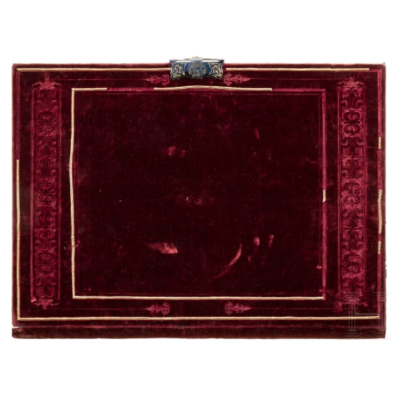 Kaiserin Elisabeth von &Ouml;sterreich - samtbezogene und perlenbestickte Schreibmappe, um 1880