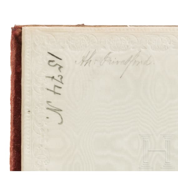 Kaiserin Elisabeth von &Ouml;sterreich - samtbezogene und perlenbestickte Schreibmappe, um 1880
