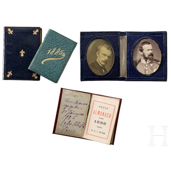 Erzherzogin Marie Valerie von &Ouml;sterreich - drei franz&ouml;sische Miniatur-Kalender und ein Fotoetui in Lederausf&uuml;hrung, um 1890