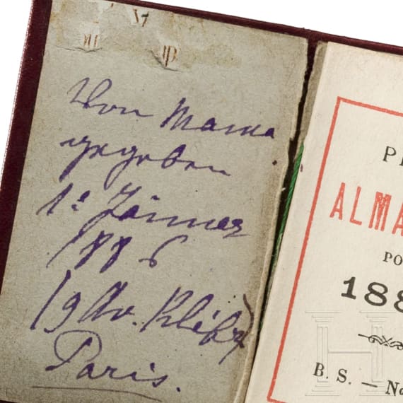 Erzherzogin Marie Valerie von &Ouml;sterreich - drei franz&ouml;sische Miniatur-Kalender und ein Fotoetui in Lederausf&uuml;hrung, um 1890