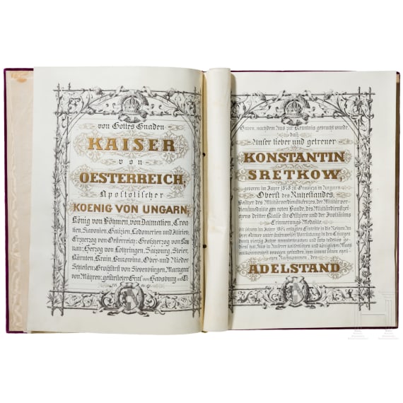 Konstantin Sretkow, Edler von Kostankow (1848 - 1916) - Adelsurkunde, 1904, sowie Patent zum Generalmajor, 1908