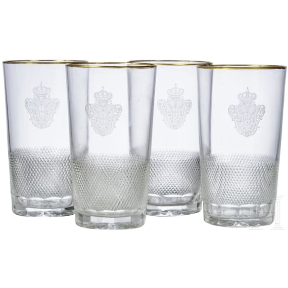 King Manuel II of Portugal - four small water glasses